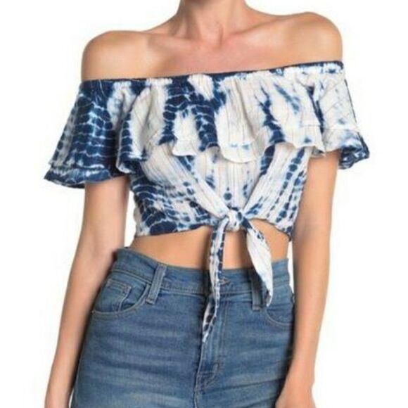 Surf Gypsy Boho Off the Shoulder Tie Dye Top sz S - Picture 1 of 6